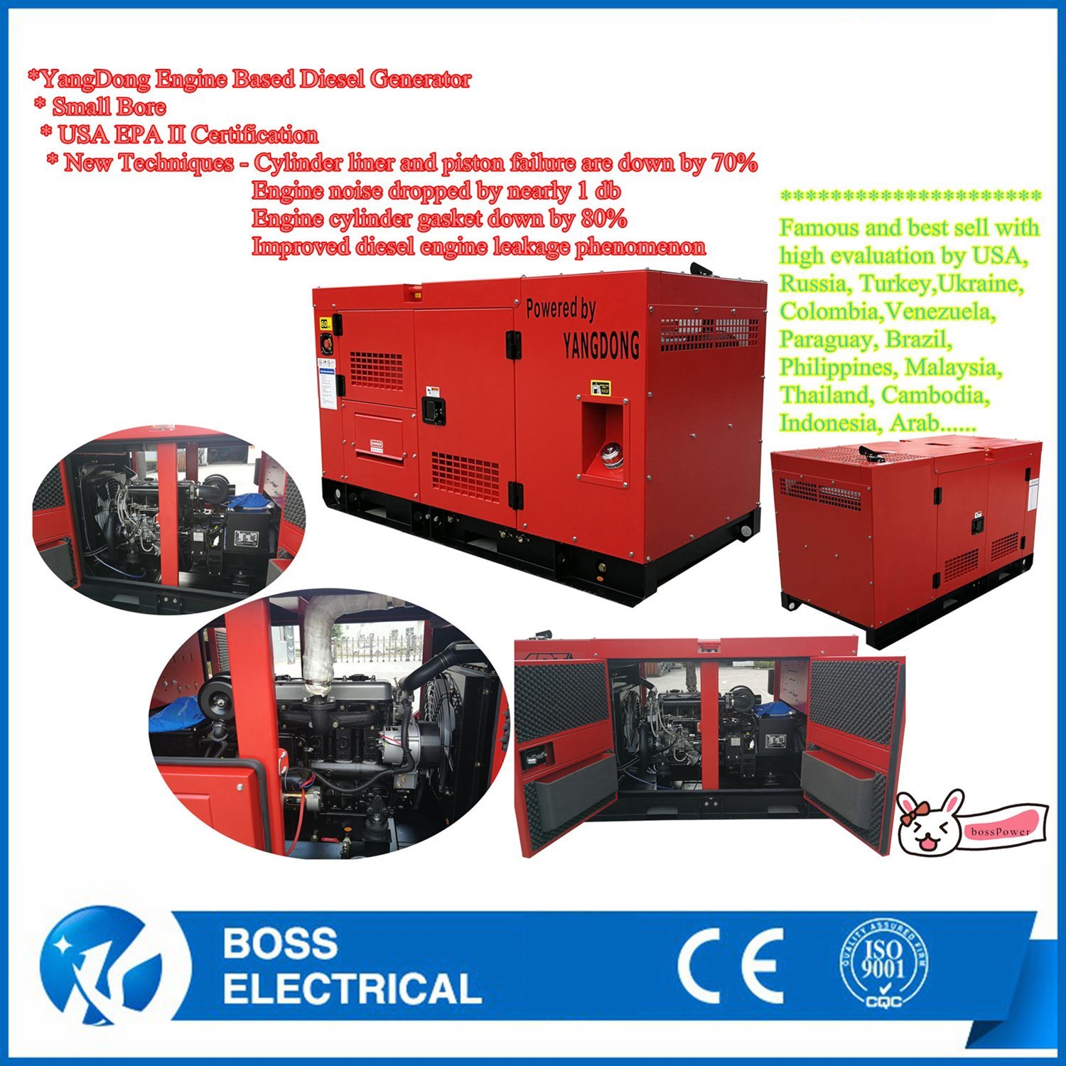Yangdong Engine Home Use 50kw 63kVA Super Silent Diesel Generator/ATS